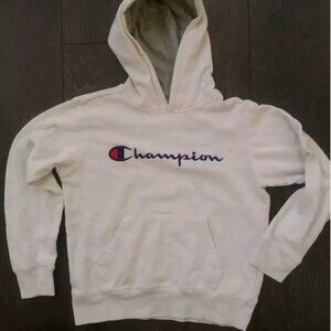Champion Hoodie Size M Youth Athletic Wear Hooded Sweatshirt Pullover White